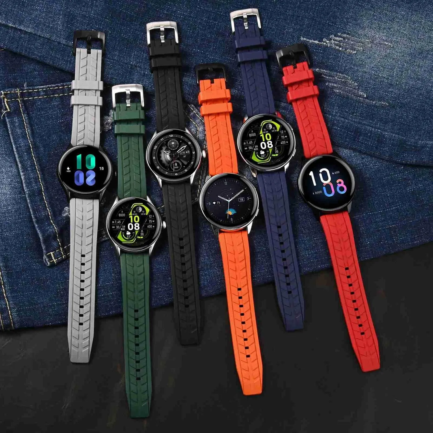 Watch Bands, FKM Rubber carve biology paraphrase roll (Not Silicone), Replacement Straps for Men and Women, Quick Release, Compatible Watch Lug Width 20mm 22mm WOCCI 