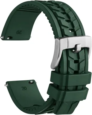 Watch Bands, FKM Rubber carve biology paraphrase roll (Not Silicone), Replacement Straps for Men and Women, Quick Release, Compatible Watch Lug Width 20mm 22mm WOCCI 