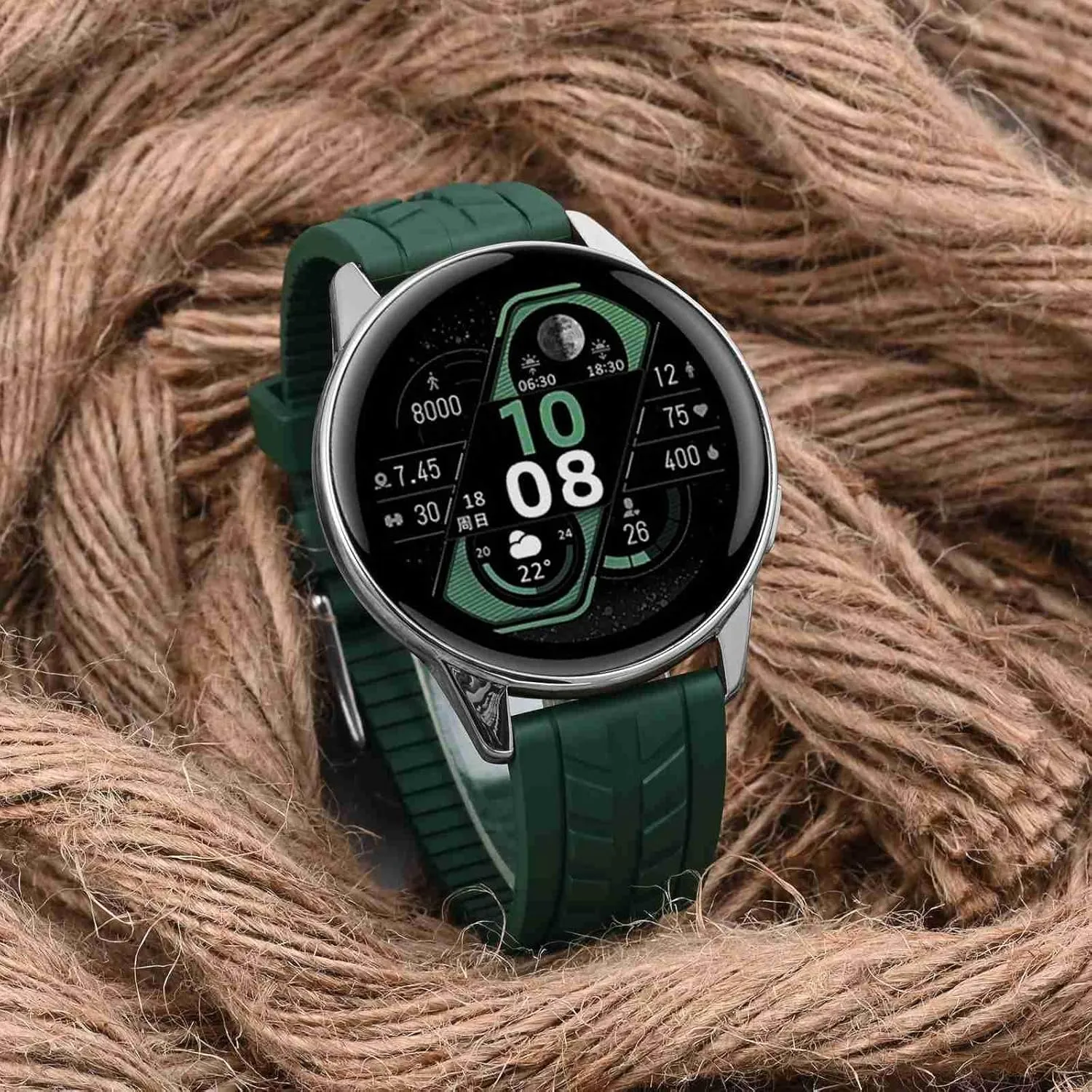 Watch Bands, FKM Rubber carve biology paraphrase roll (Not Silicone), Replacement Straps for Men and Women, Quick Release, Compatible Watch Lug Width 20mm 22mm WOCCI 