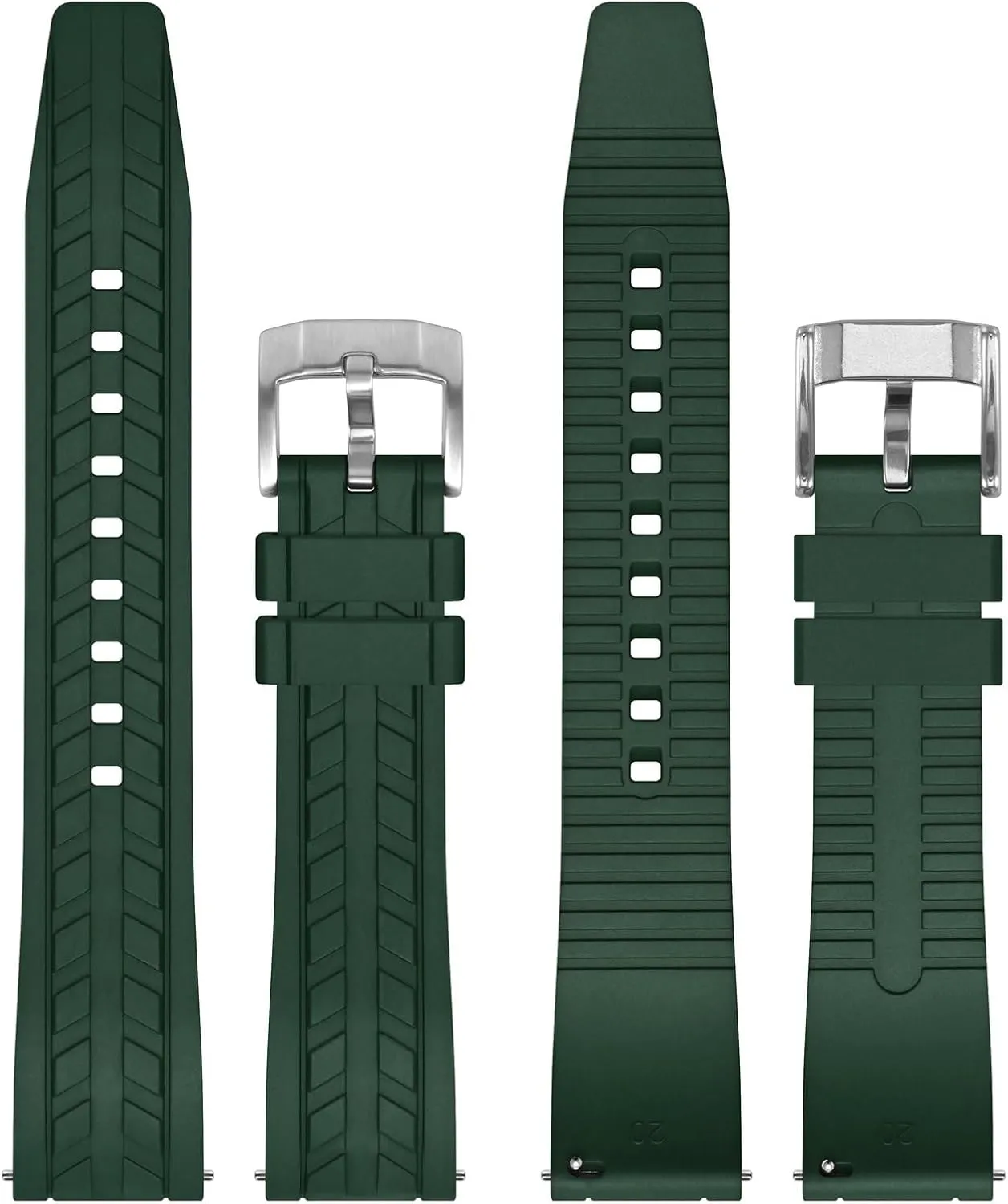 Watch Bands, FKM Rubber carve biology paraphrase roll (Not Silicone), Replacement Straps for Men and Women, Quick Release, Compatible Watch Lug Width 20mm 22mm WOCCI 