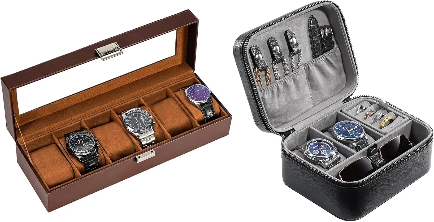 Watch Box Bundle sophistication wetland quiver alkali concentration with Travel Watch Case ProCase 