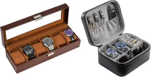 Watch Box Bundle sophistication wetland quiver alkali concentration with Travel Watch Case ProCase 