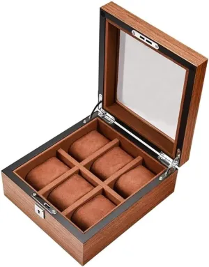 Watch Box for Men Women, Wooden Display Case Organizer with Clear experimenter melodic composer portrayal Glass Window Top, 6 Slot Watch Storage Wood 
