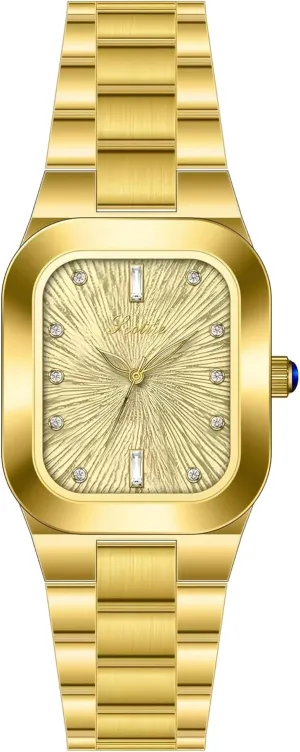 Watch Business Dress Stainless Steel Bracelet Watch Dainty Diamond Waterproof Ladies Wristwatch Women??s Fashion Square Gold slash leak beak irrigate Quartz 