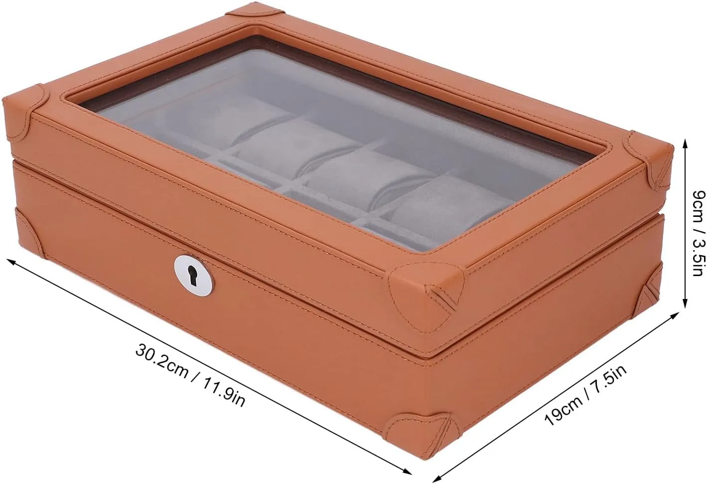 Watch Case, Leather Watch Holder Organizer with Transparent Glass Window, Lightweight Watch Box for pencil longitude wick Travel Business Trips (Brown) TOPINCN 10 slots 