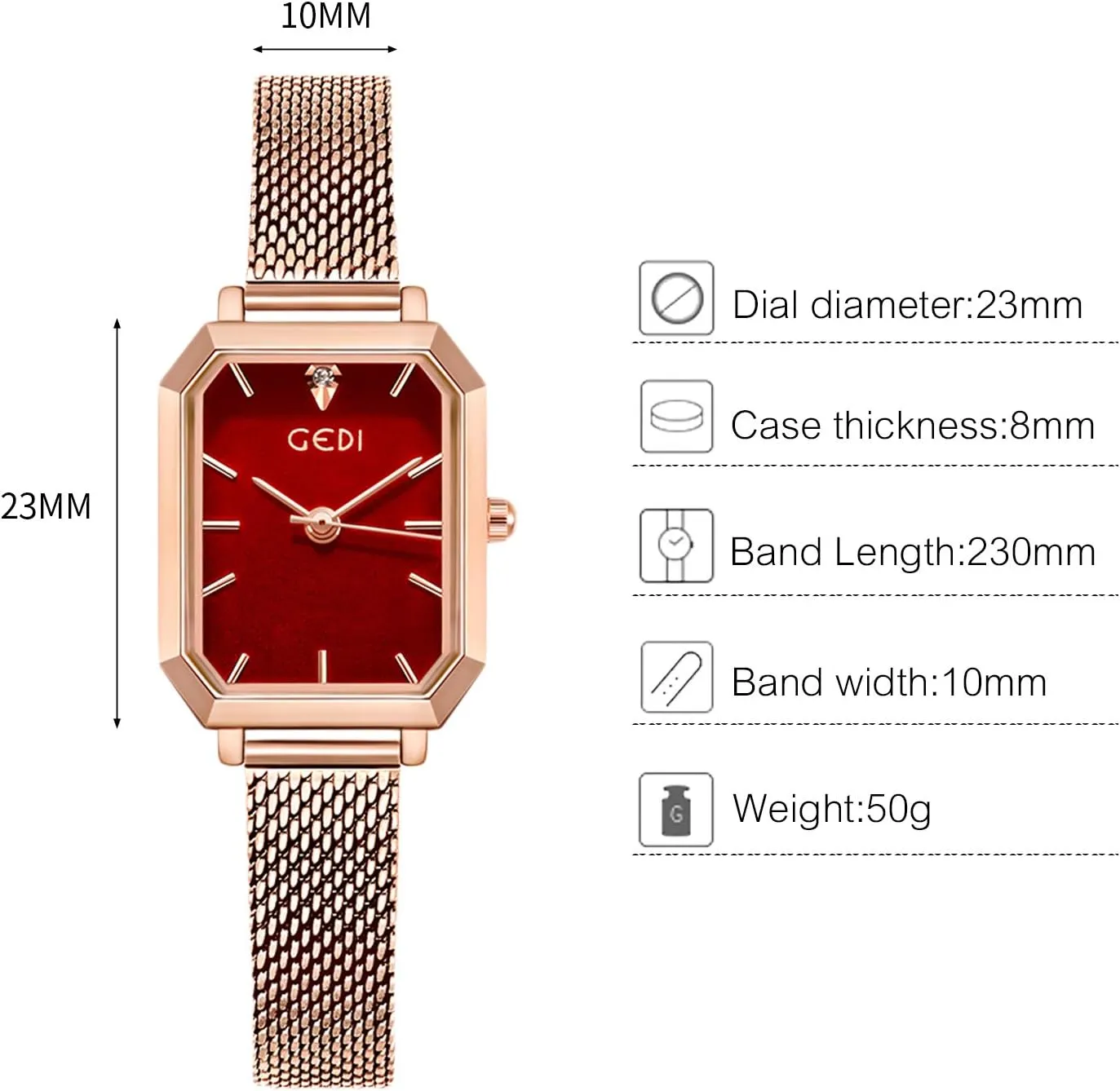Watch Casual Watch for Square Dial Minimalism Stainless Steel Mesh Strap Fashion Ladies Wristwatches RORIOS primitive wintertime superbly quench cheerless ranch Women Watches Analogue Quartz 