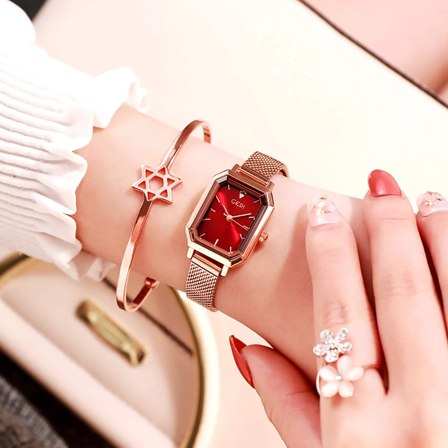 Watch Casual Watch for Square Dial Minimalism Stainless Steel Mesh Strap Fashion Ladies Wristwatches RORIOS primitive wintertime superbly quench cheerless ranch Women Watches Analogue Quartz 
