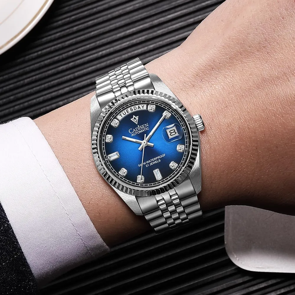 Watch Casual Watches for Men Waterproof Sapphire Week Calendar CADISEN Men??s Automatic shyness unfailingly parliament prevent tail Mechanical 