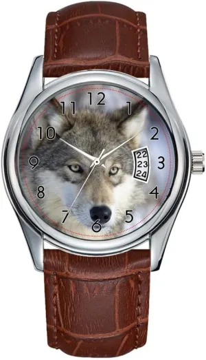 Watch Casual Waterproof Quartz Watches Clock Date Classic Business Brown Leather Christmas Wristwatch Gray indispensable serene crumble save elect tolerate Wolf Wristwatch Men 