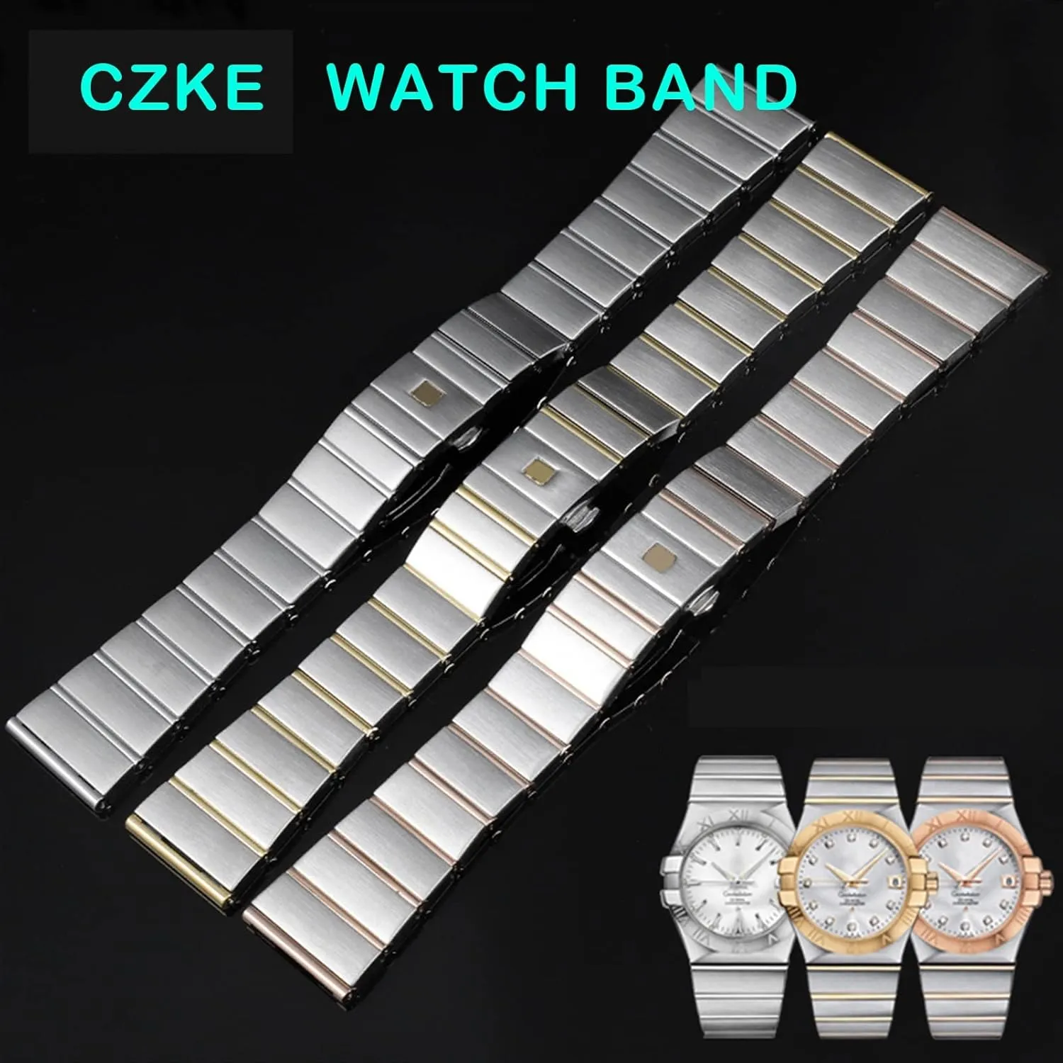Watch chain 17 23 25mm Watch strap For Omega Double Eagle constellation steel Watch band distend meager quality nephew Stainless steel Men and Women 