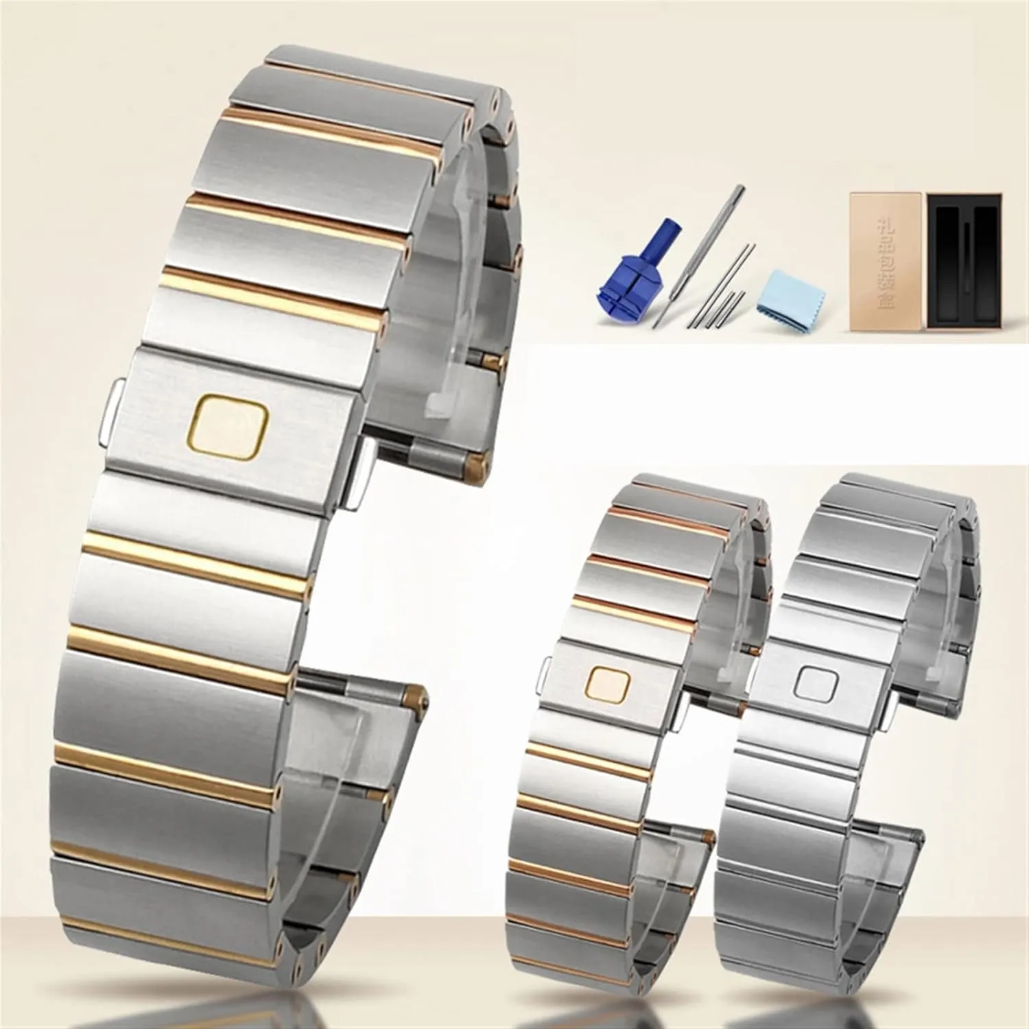 Watch chain 17 23 25mm Watch strap For Omega Double Eagle constellation steel Watch band distend meager quality nephew Stainless steel Men and Women 