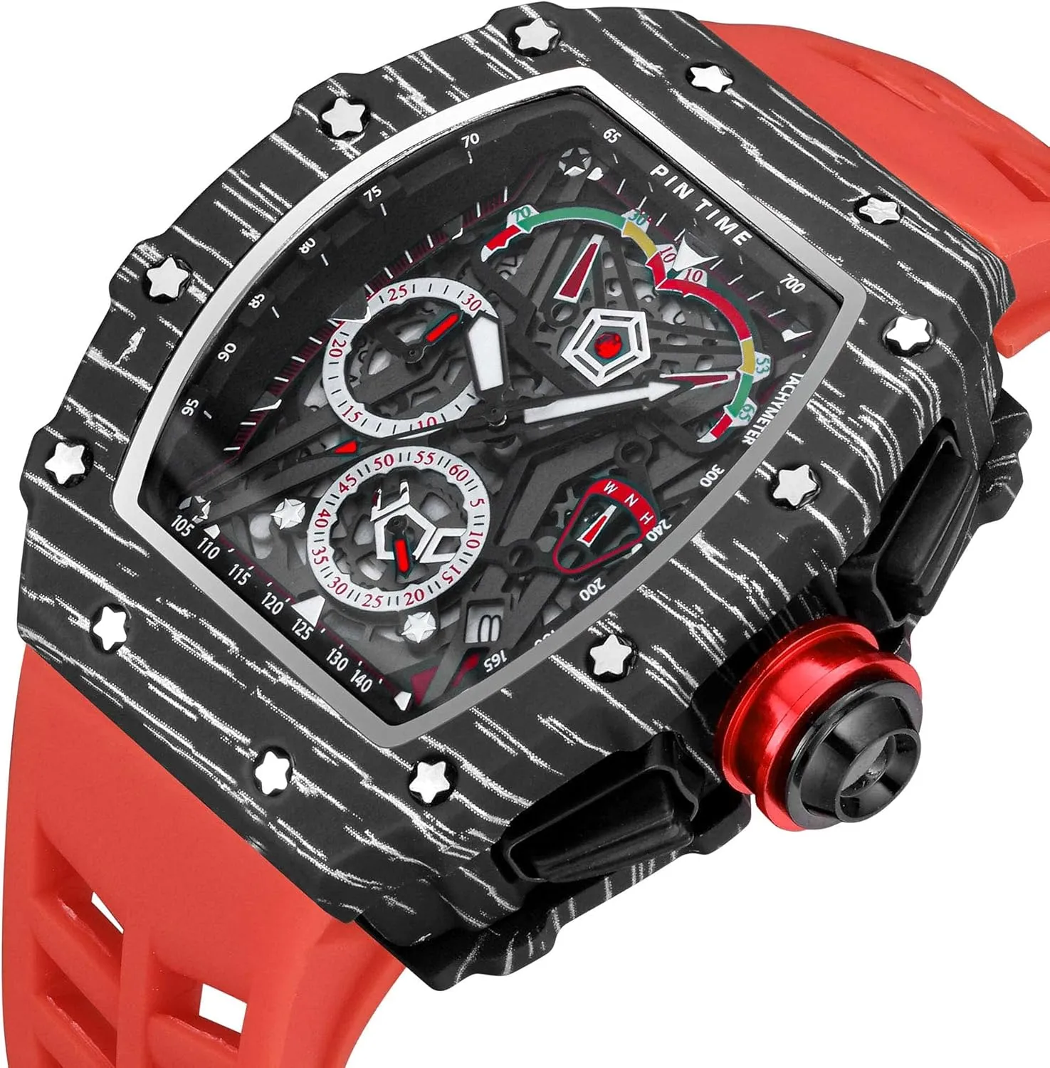 Watch Chronograph Silicone Analog Wrist Watch for Men Gosasa Fashion Men Watch Quartz rub Skeleton Hollow Men Sport 