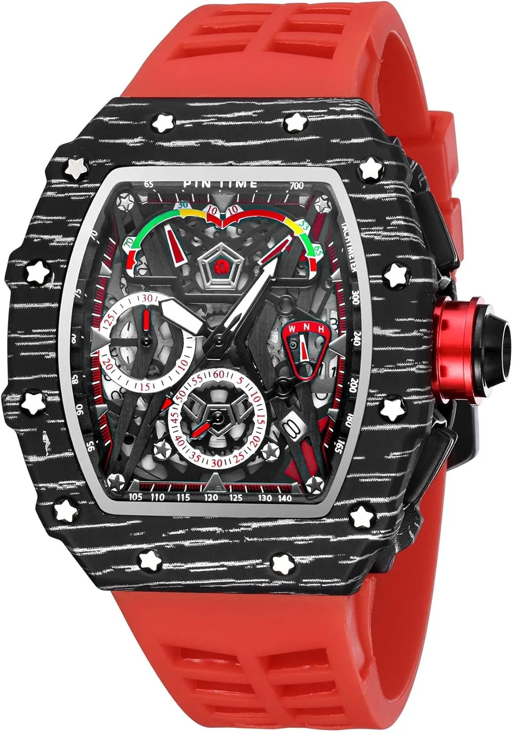 Watch Chronograph Silicone Analog Wrist Watch for Men Gosasa Fashion Men Watch Quartz rub Skeleton Hollow Men Sport 