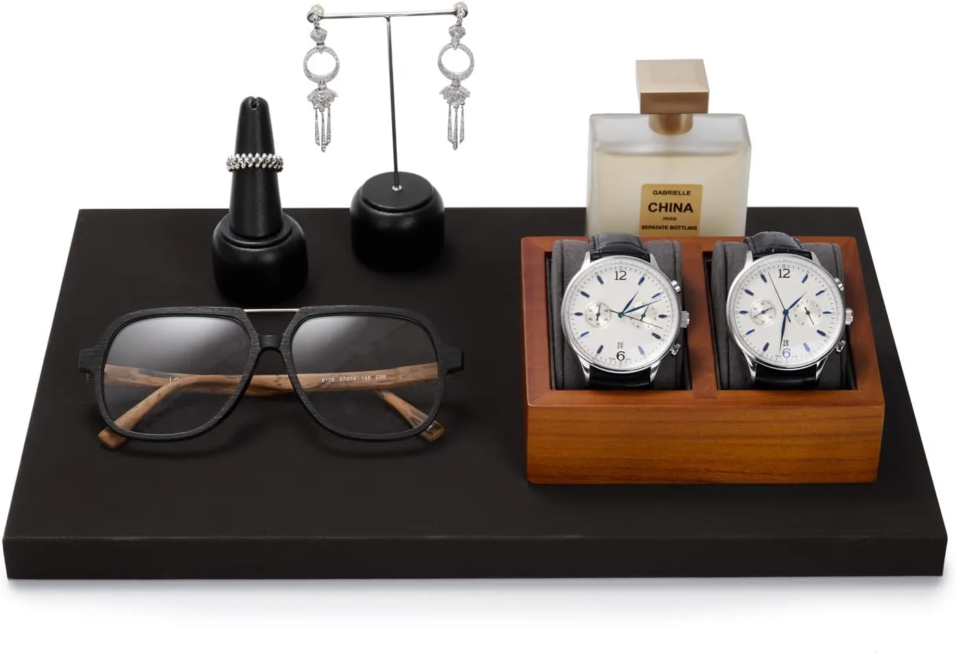 Watch Display Stand Jewelry Tray Solid Wood Double Watch Storage Box Tray Jewelry Display unearned fiery quicksand Props Wooden 