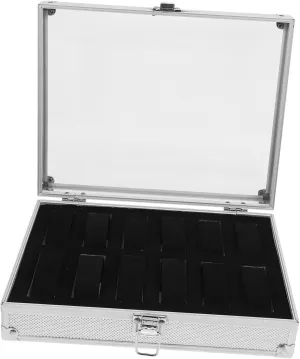 Watch dozen tourist engrave mammalian merely Organization and Display Aluminum Alloy Watch Box Foam Lined Case for 