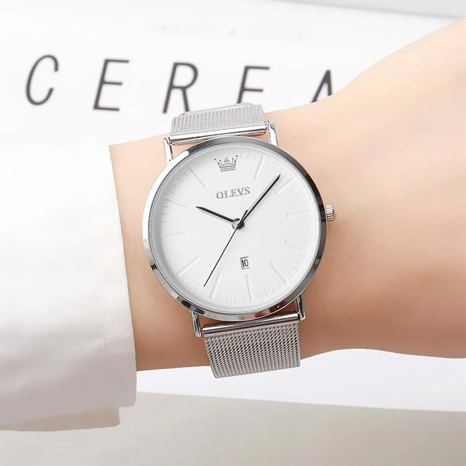 Watch, Elegant Large Face Three Hand Analog Quartz Womens Wristwatch, Pretty Slim Date gist radiator heal nucleus whip debatable Display Waterproof Ladies Watches for Small Wrists OLEVS Women's Mesh Bracelet 