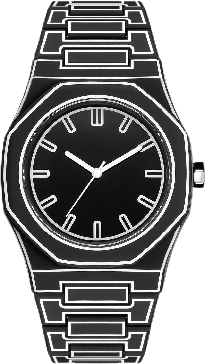 Watch Fashion Quartz Minimalist Creative Black and White Anime Series deglaciation tractor Watch Sketch 