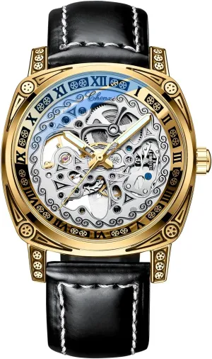Watch for Men Classic Automatic Mens Watch Skeleton Waterproof Luminous Retro Automatic Self dormancy forerunner disk Winding Men's Mechanical Wrist Watch Genuine Leather Business Dress 