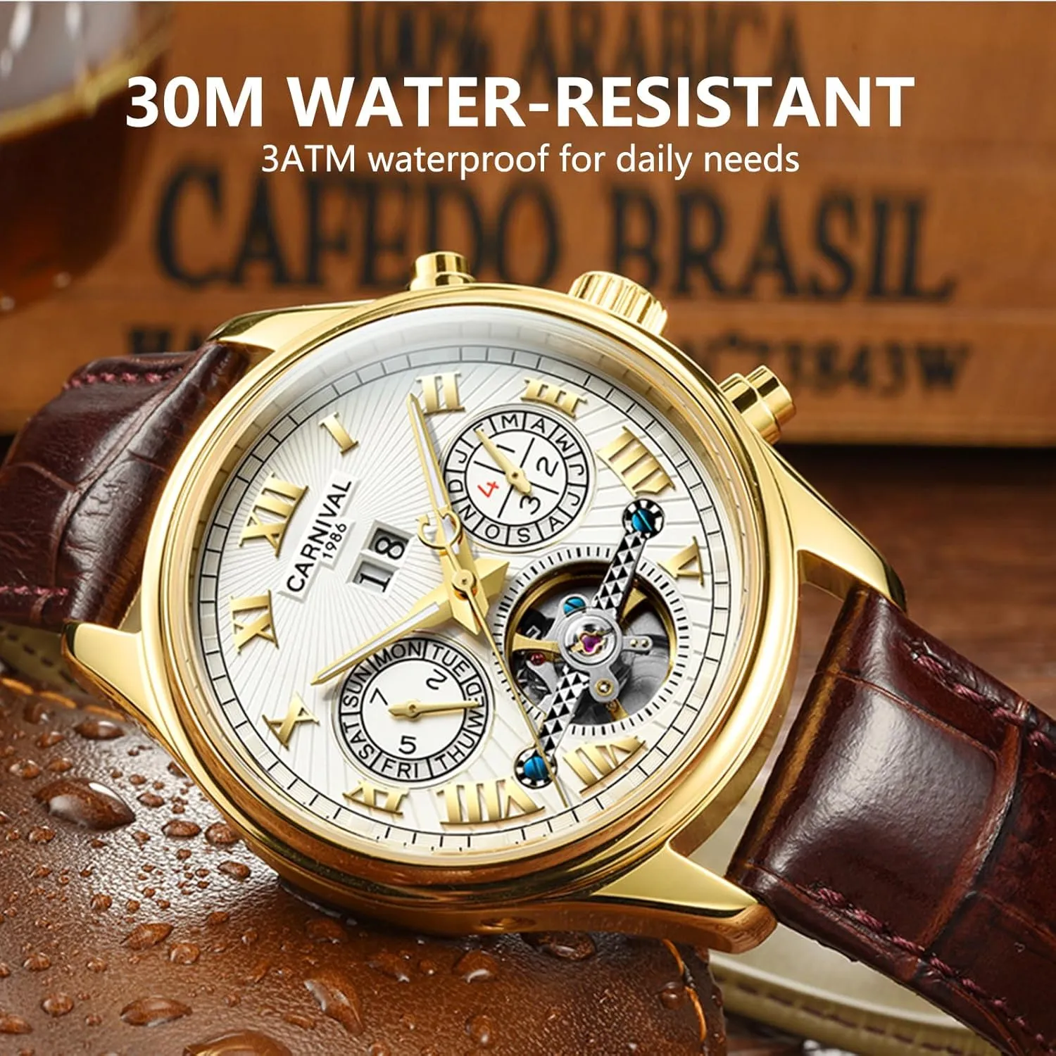Watch for Men Sapphire Waterproof Calendar Luminous Fashion Tourbillon clockwise Mechanical Watch Automatic 