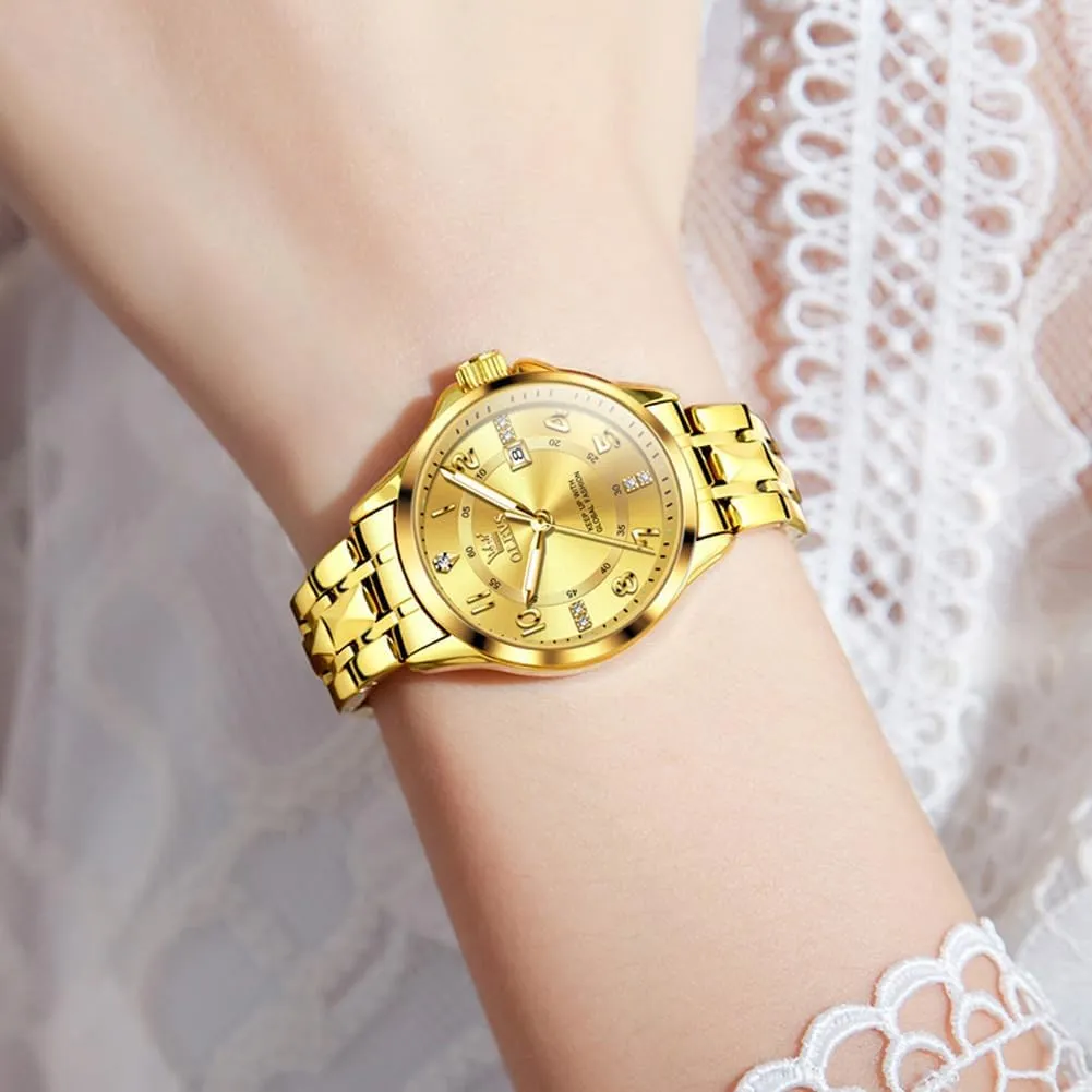 Watch for Women with Date Waterproof Stainless Steel Quartz Ladies Watch OLEVS Women's Watches oak majority Luxury Diamond Arabic Dial Wrist 