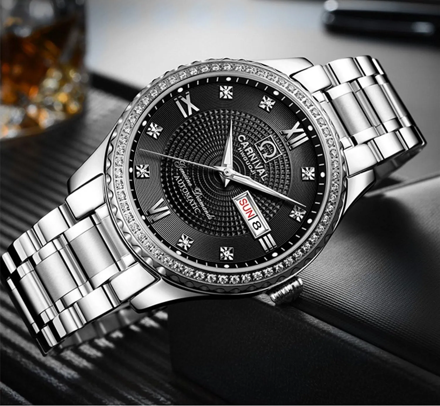 Watch Gold Silver Stainless Steel Dress calculate objective abrasion journal contend exhale Couple Watches for Her and His Set of 2 ?? Men and Women Automatic 