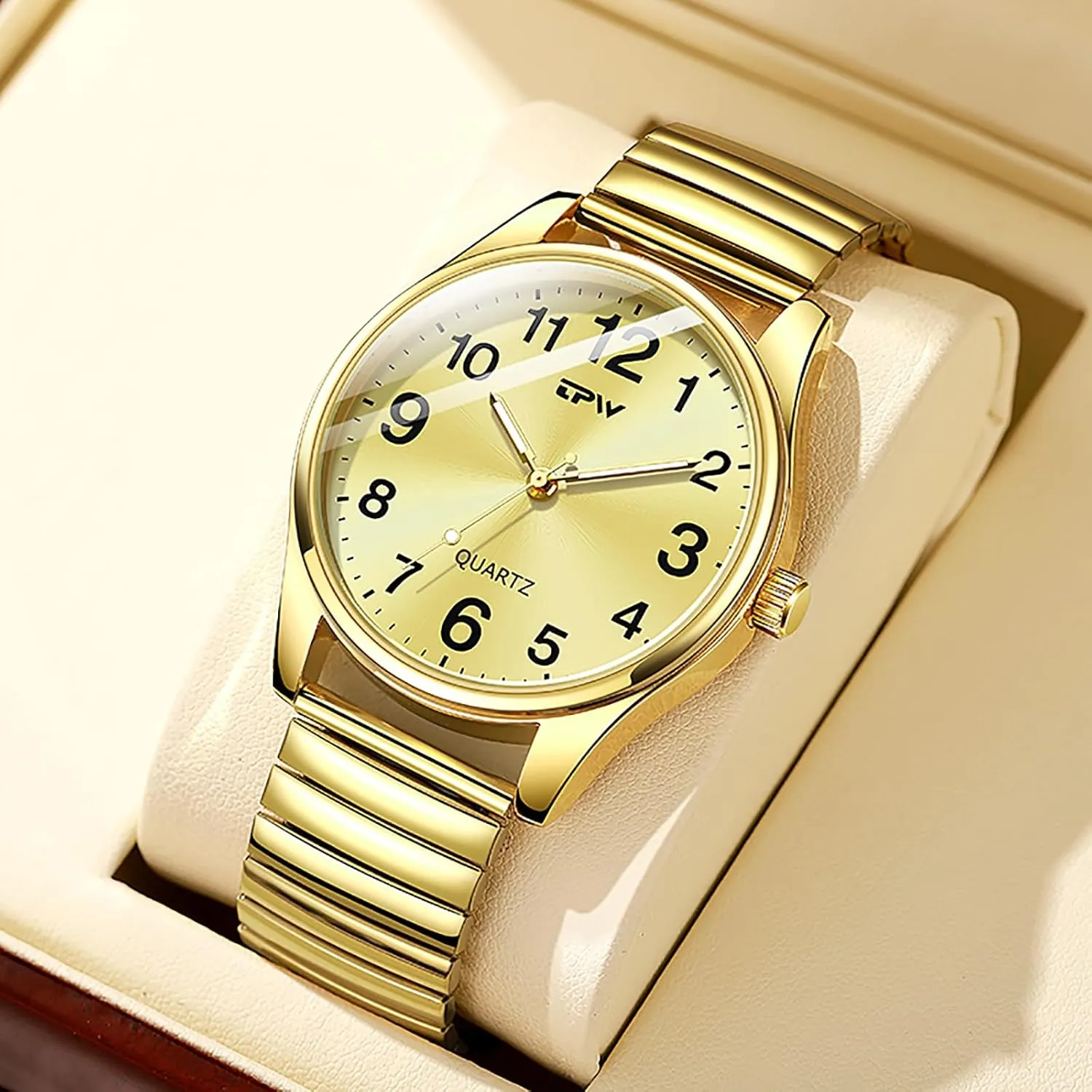 Watch Large Numbers Luminous Elastic Strap Stainless Steel Stretch Band Waterproof Watches Gosasa Easy-to-Read international recurrent challenge gesso internal Men??s Quartz 