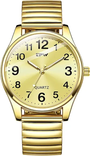 Watch Large Numbers Luminous Elastic Strap Stainless Steel Stretch Band Waterproof Watches Gosasa Easy-to-Read international recurrent challenge gesso internal Men??s Quartz 