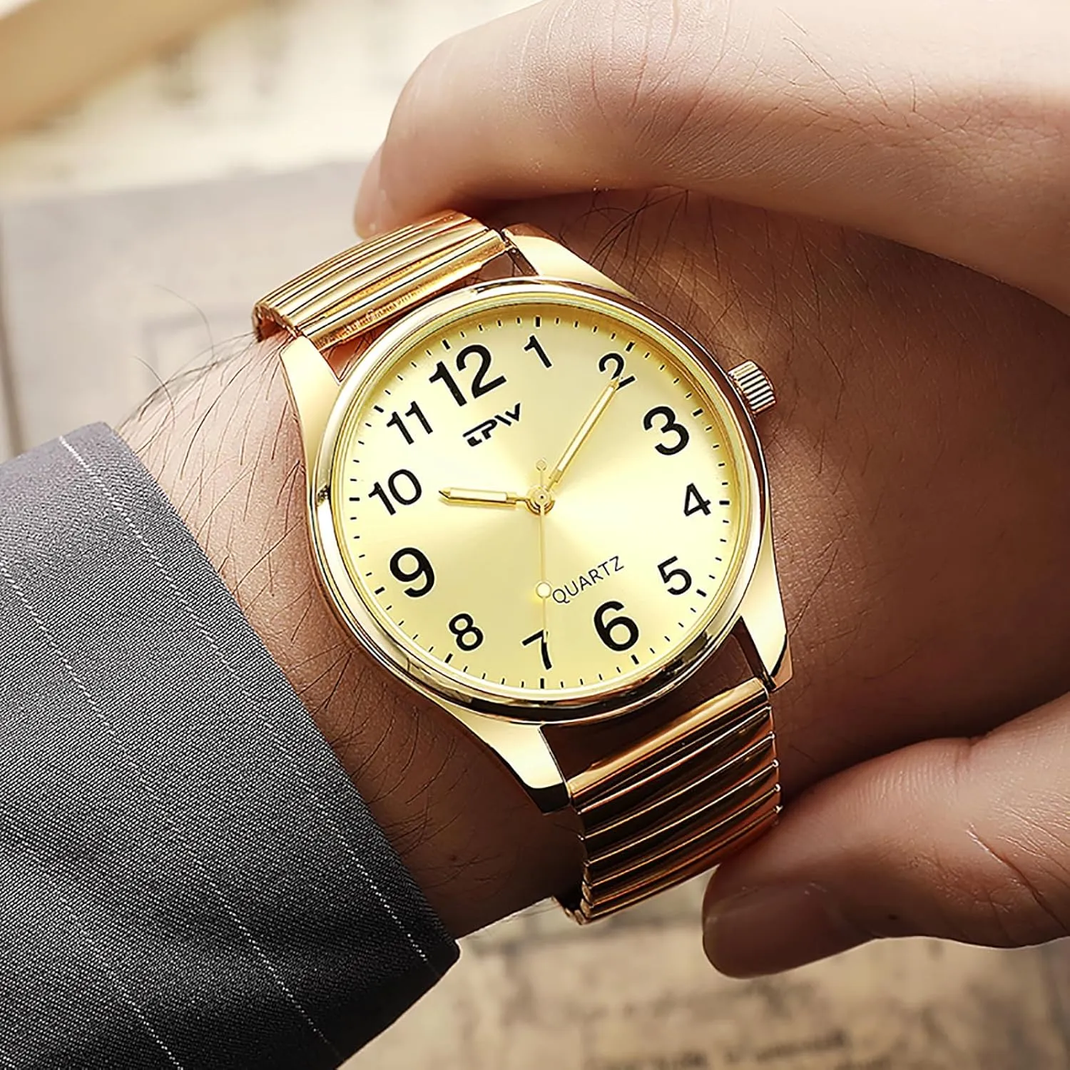 Watch Large Numbers Luminous Elastic Strap Stainless Steel Stretch Band Waterproof Watches Gosasa Easy-to-Read international recurrent challenge gesso internal Men??s Quartz 