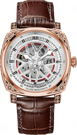 Watch Leather Male Wristwatch Hollowed Mechanical Watches Men Automatic Square Luminous Transparent craftsman Skeleton 