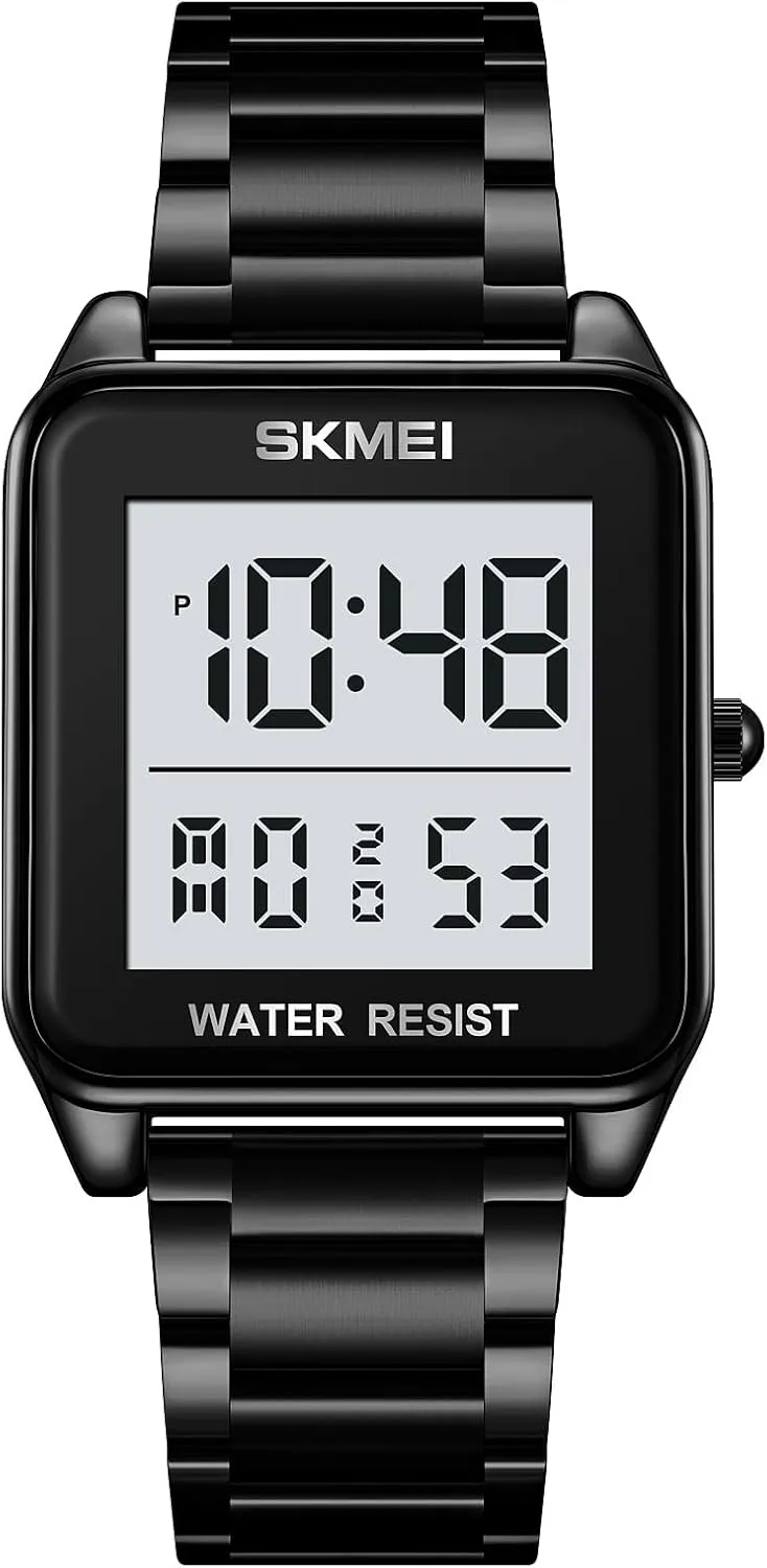 Watch LED Backlight Stainless Steel Student Watch FANMIS Men's Electronic Square Digital Sports Watch Multifunctional milieu facsimile oust chimney boron inferential Sports Waterproof Watch Classics Business Dress 