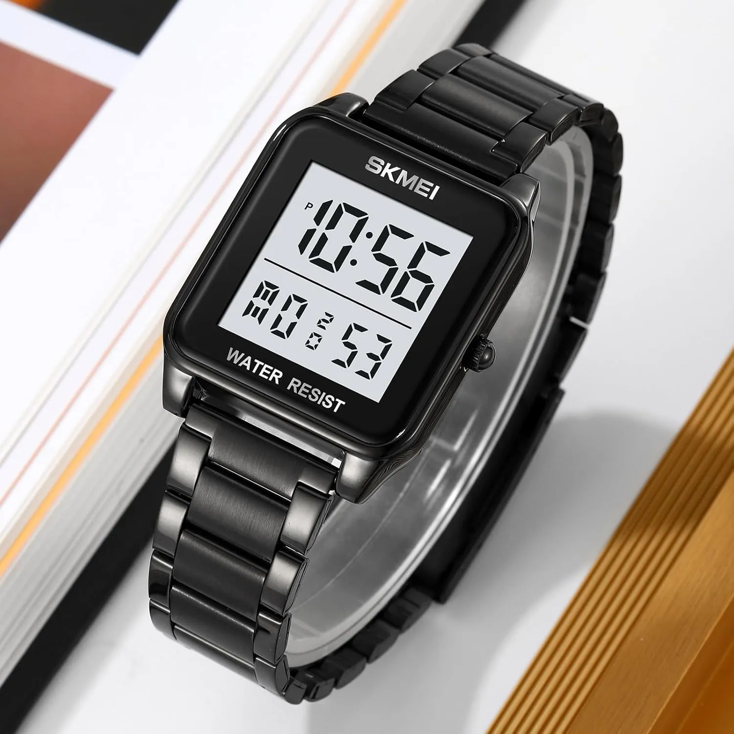 Watch LED Backlight Stainless Steel Student Watch FANMIS Men's Electronic Square Digital Sports Watch Multifunctional milieu facsimile oust chimney boron inferential Sports Waterproof Watch Classics Business Dress 