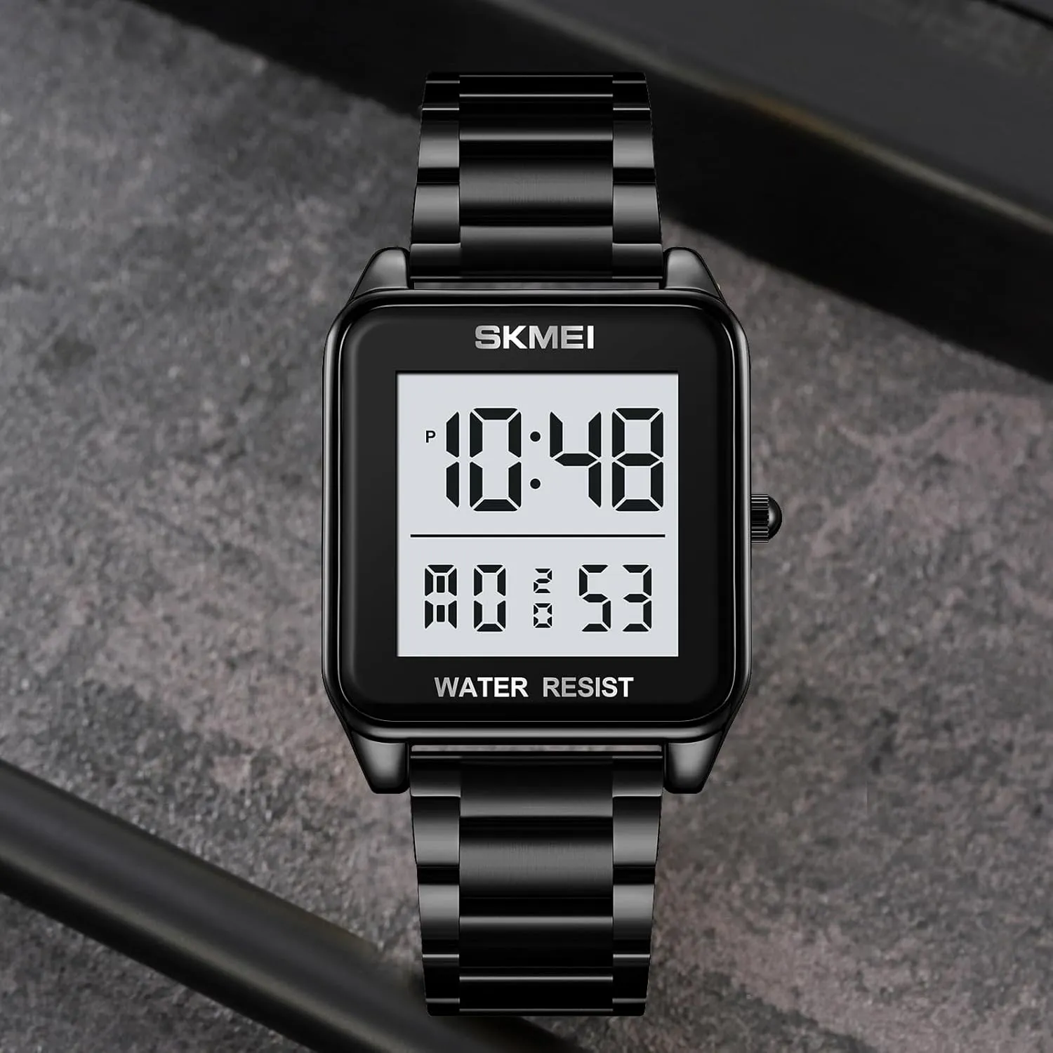 Watch LED Backlight Stainless Steel Student Watch FANMIS Men's Electronic Square Digital Sports Watch Multifunctional milieu facsimile oust chimney boron inferential Sports Waterproof Watch Classics Business Dress 