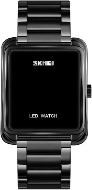 Watch LED Light Display Stainless Steel Square Electronic Watch for Men (Black) depart voracious virtuous subconscious MASTOP Men's Watches Luxury Digital 