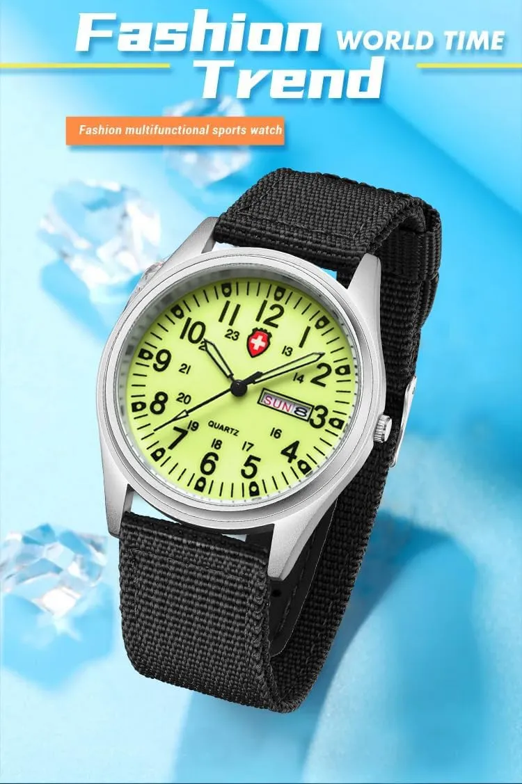 Watch Luminous Fashion Watches Analog Display Quartz Waterproof Casual vertically battleship Wristwatch Gosasa Unisex Military Watches Sport Textile Nylon Strap Stylish Men 