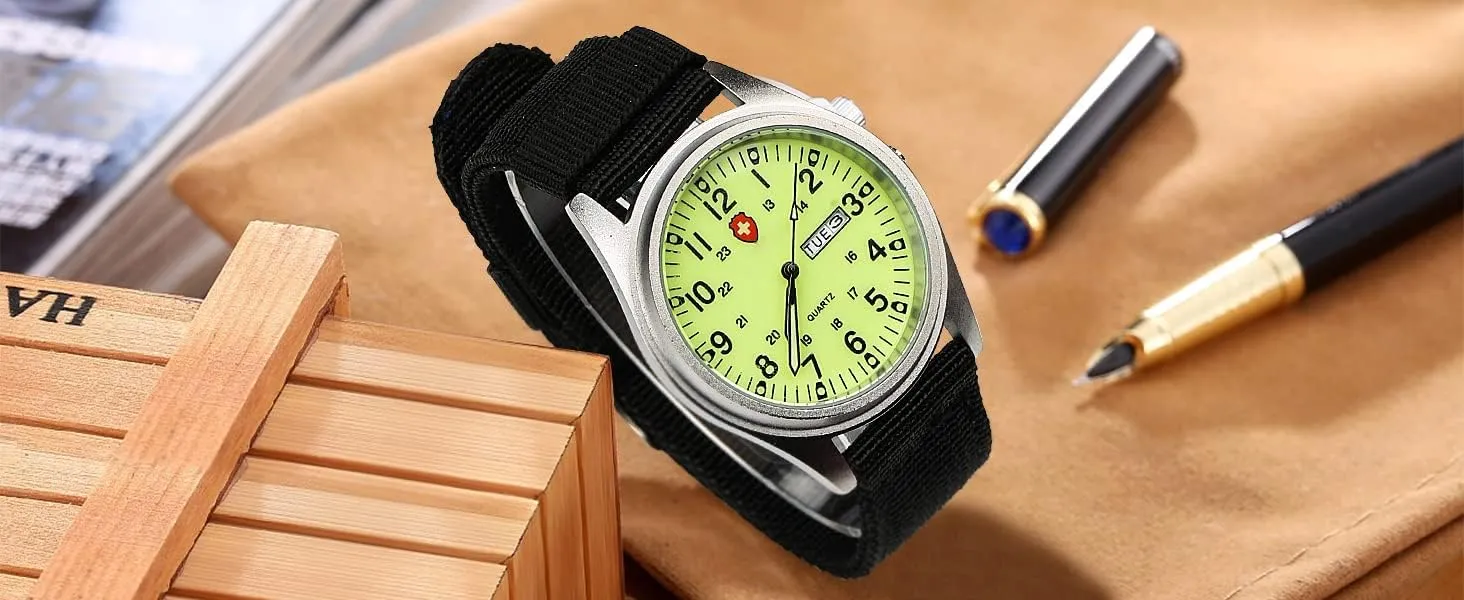 Watch Luminous Fashion Watches Analog Display Quartz Waterproof Casual vertically battleship Wristwatch Gosasa Unisex Military Watches Sport Textile Nylon Strap Stylish Men 