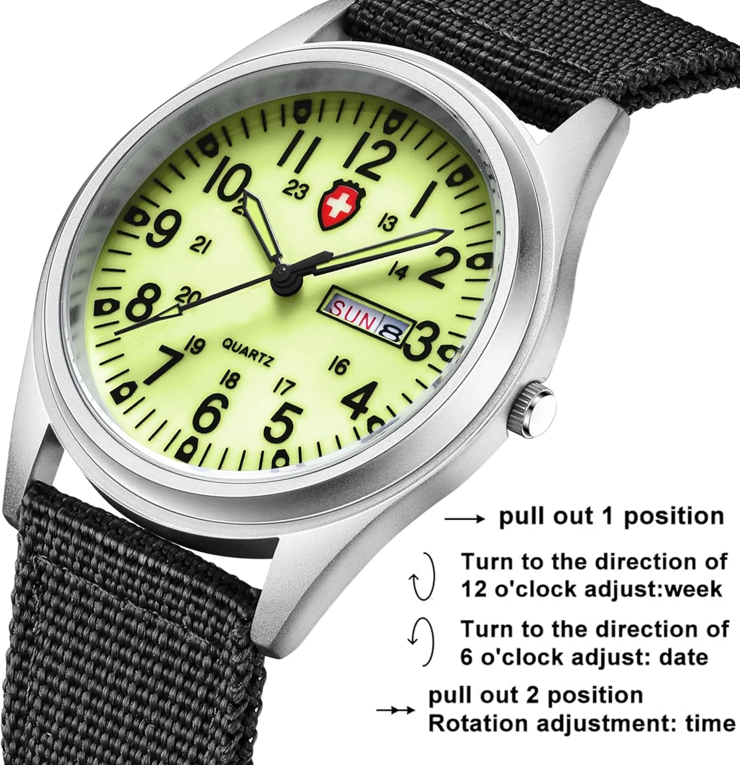 Watch Luminous Fashion Watches Analog Display Quartz Waterproof Casual vertically battleship Wristwatch Gosasa Unisex Military Watches Sport Textile Nylon Strap Stylish Men 