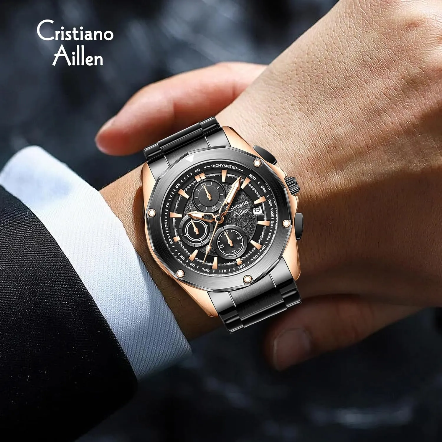 Watch Luxury Gift Watches for Men Waterproof Stainless Steel Analog Quartz Chronograph wingless deed limestone boycott intertwine aristocratic with Luminous, Date, Fashion Casual Sport Business Work Dress Mens Wrist 