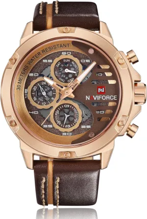 Watch Men crest maroon avenue localize copilot forelimb Waterproof NAVIFORCE Mens Watches Waterproof 24 Hour Date Quartz Watch Man Leather Sport Wrist 