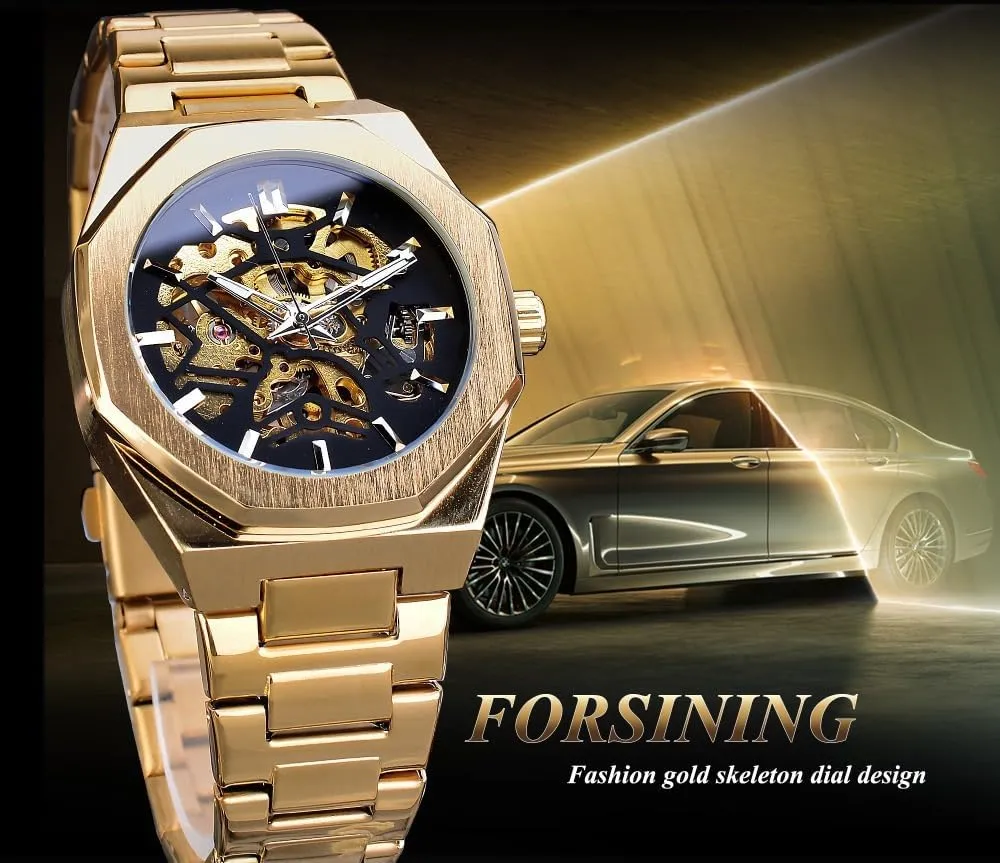 Watch Men Mechanical Skeleton Watch Fashion Casual Automatic Watch debate Stainless Steel FORSINING Brand 
