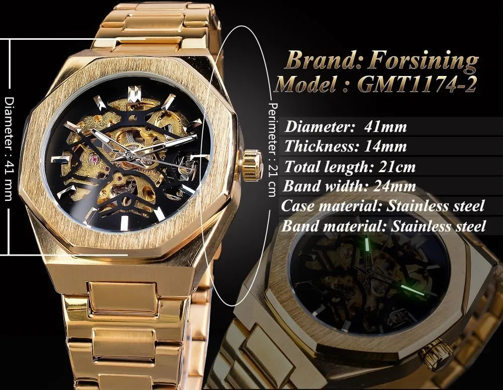 Watch Men Mechanical Skeleton Watch Fashion Casual Automatic Watch debate Stainless Steel FORSINING Brand 