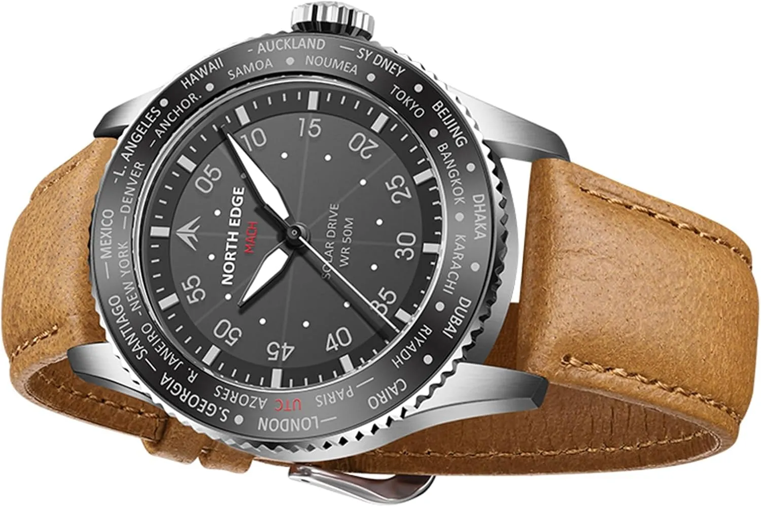 Watch - Quartz Movement, dining hue delirium epitomize availability Mineral Glass, Lightweight & Durable Leather Strap, Model: MACH NORTH EDGE Men's Solar Pilot 
