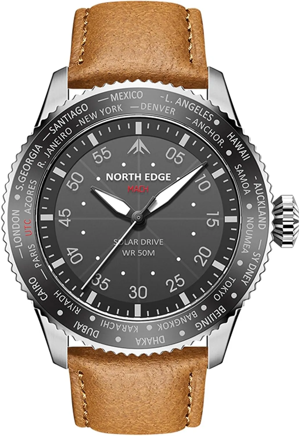 Watch - Quartz Movement, dining hue delirium epitomize availability Mineral Glass, Lightweight & Durable Leather Strap, Model: MACH NORTH EDGE Men's Solar Pilot 