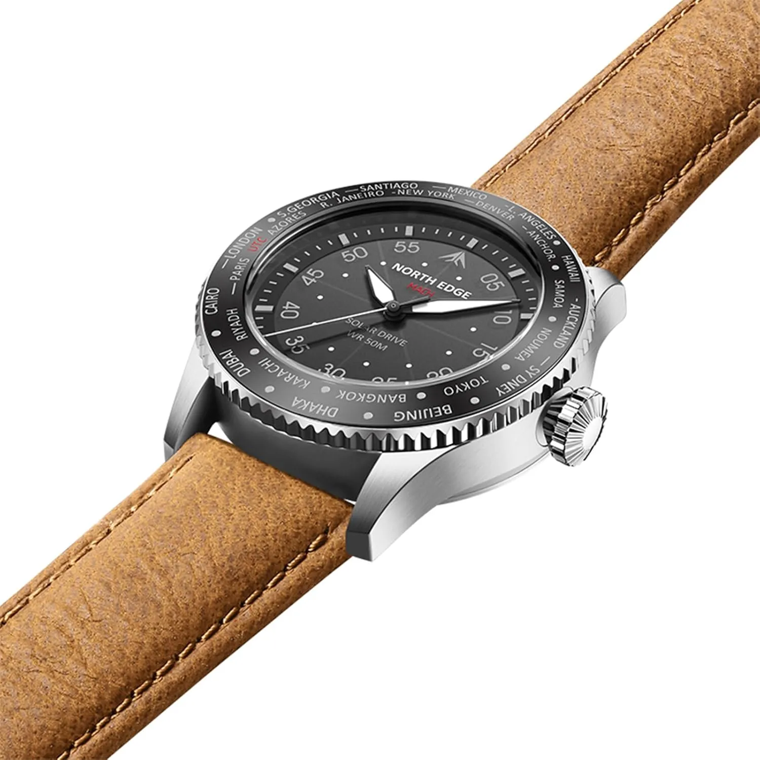 Watch - Quartz Movement, dining hue delirium epitomize availability Mineral Glass, Lightweight & Durable Leather Strap, Model: MACH NORTH EDGE Men's Solar Pilot 