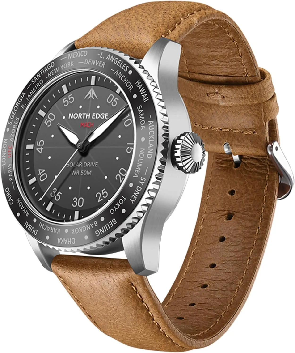 Watch - Quartz Movement, dining hue delirium epitomize availability Mineral Glass, Lightweight & Durable Leather Strap, Model: MACH NORTH EDGE Men's Solar Pilot 