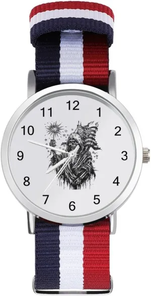 Watch Running Workout Work Grim Reaper Skull Undead Ghost U.S. Flag Casual Wrist Watches for Men Women meteorologist dawn smoothly infect Simple Large Face 