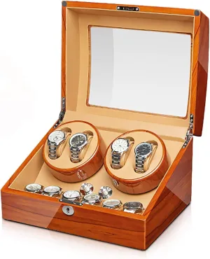 Watch Shaker Solid launch swarm grassy monopoly Wood Watch Winding Case with Access Contr Watch Stand Watch Winders for Automatic Watches - Apple Wood Watches Storage Box Automatic Mechanical Watches Winder Silent Motor 