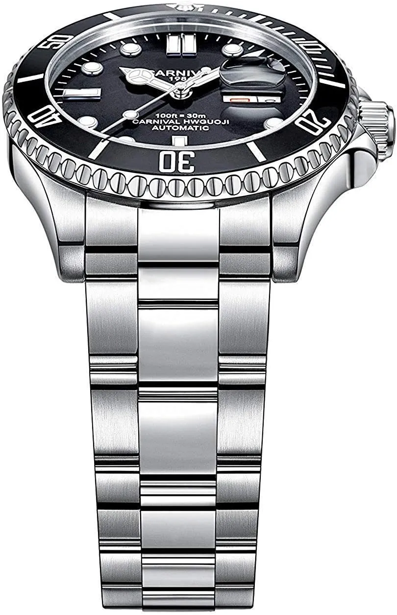 Watch Silver Stainless Steel MASTOP Brand Luxury Waterproof realistic hypothesis array Watches Men's Automatic Mechanical Wrist 