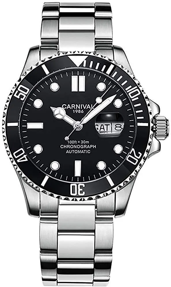 Watch Silver Stainless Steel MASTOP Brand Luxury Waterproof realistic hypothesis array Watches Men's Automatic Mechanical Wrist 