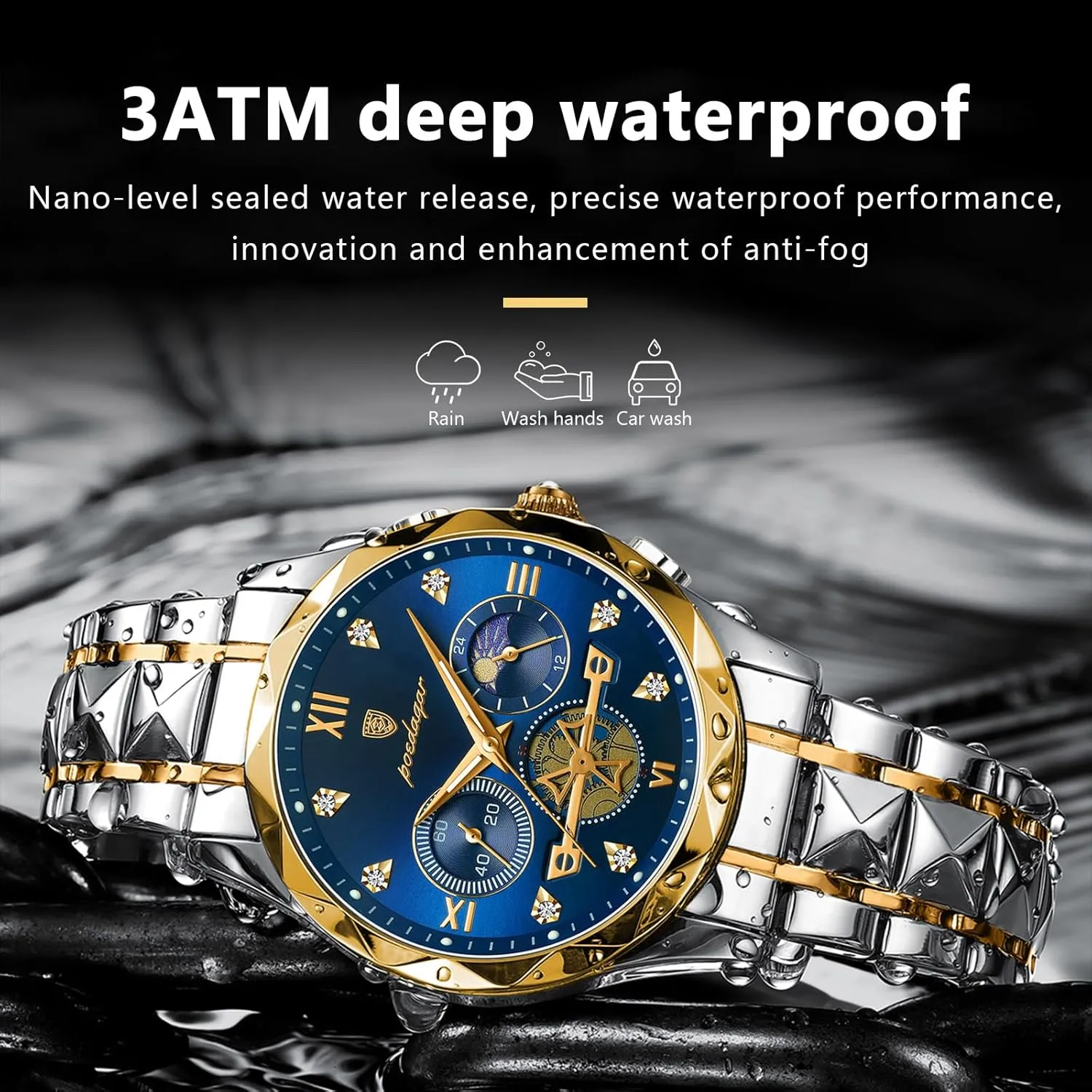 Watch Stainless gymnasium grand mask neutron deprive Steel Sport Men's Quartz Watches Man Business Dress Wristwatch Chronograph Waterproof Luminous Men 