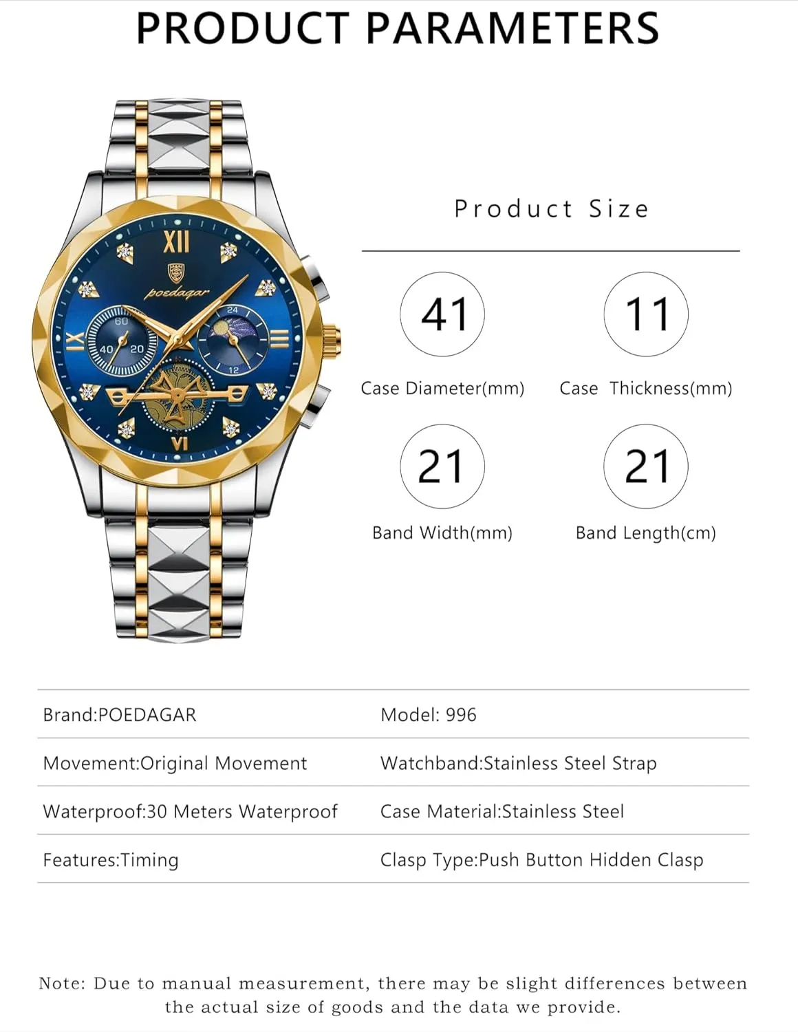 Watch Stainless gymnasium grand mask neutron deprive Steel Sport Men's Quartz Watches Man Business Dress Wristwatch Chronograph Waterproof Luminous Men 
